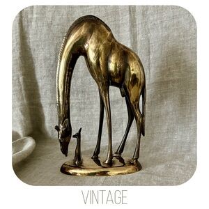 vintage mid century bronze brass giraffe statue sculpture